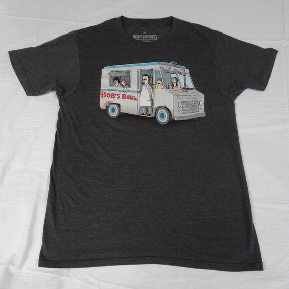 BOB'S BURGERS FAMILY IN FOOD TRUCK  - GRAY MEDIUM T-SHIRT K15 - Picture 1 of 3